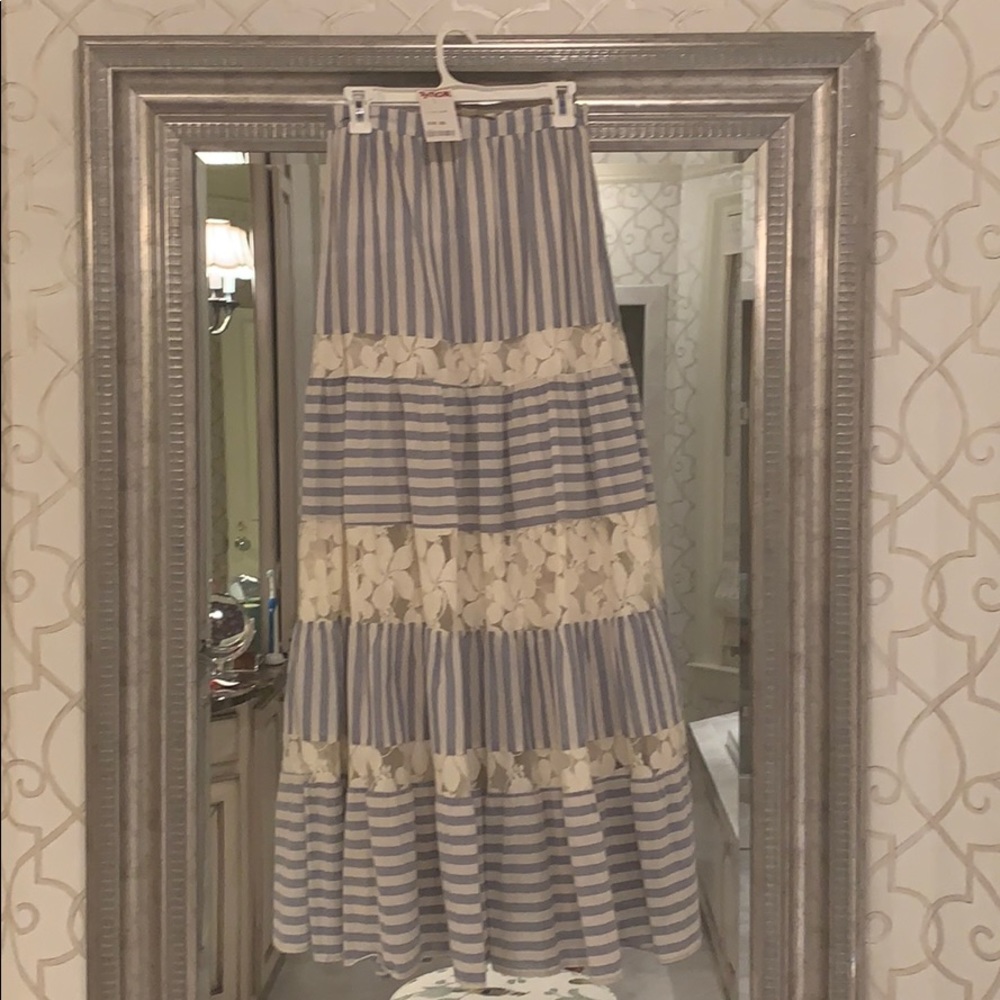 Blue and white maxi skirt